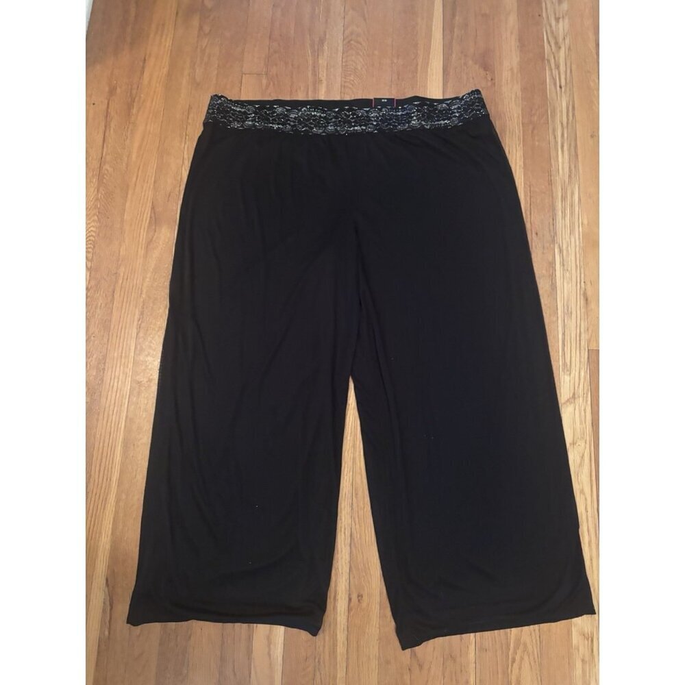 NWT Avenue Womens Size 26/28 Black Pull On Dress Pants Sparkle Waistband